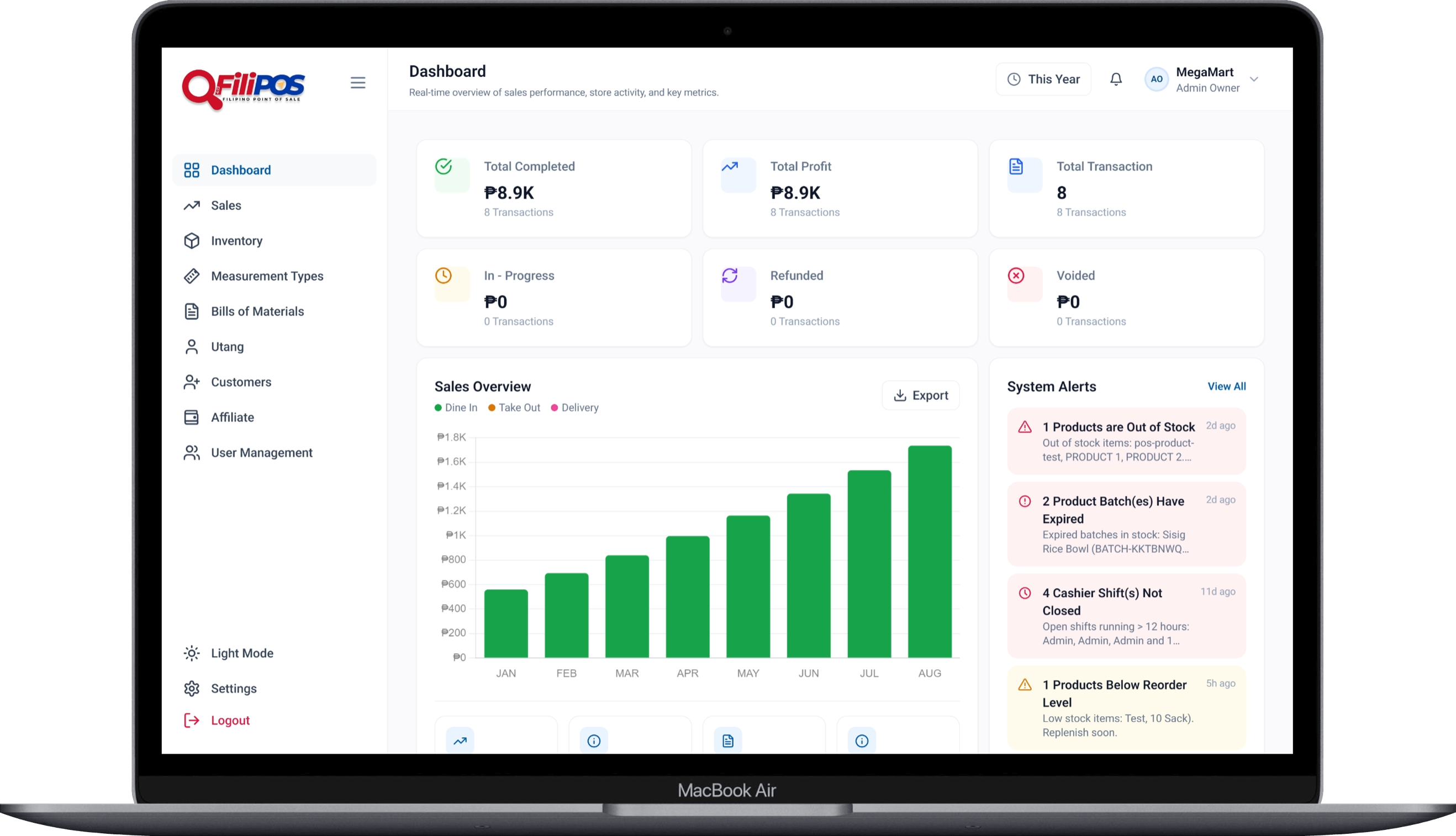 FiliPOS Desktop Dashboard